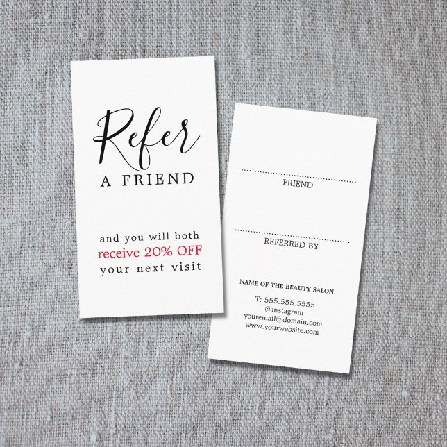 Tarjeta De Recomendación Moderno Salón de Belleza Elegante Negro Rojo Negri (Subido por el creador)