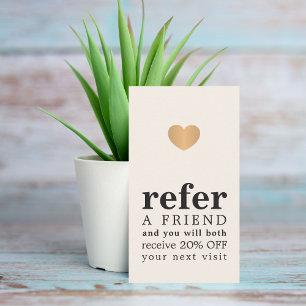 Tarjeta De Recomendación Moderno Salón de Corazón de Oro Pastel Faux