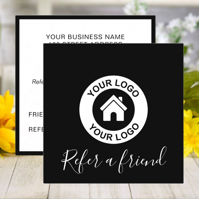 Tarjeta De Recomendación Moderno y elegante negro y blanco (Subido por el creador)