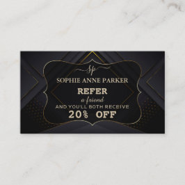 Tarjeta De Recomendación Monograma caligrafía Oro maquillaje profesional