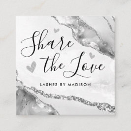 Tarjeta De Recomendación Monograma de Moda de acidez de mármol Purpurina gr