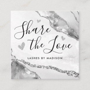 Tarjeta De Recomendación Monograma de Moda de acidez de mármol Purpurina gr