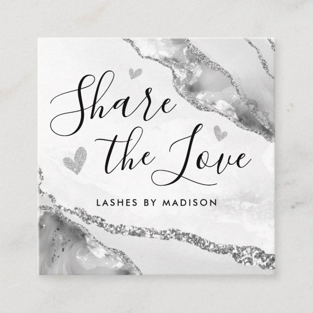 Tarjeta De Recomendación Monograma de Moda de acidez de mármol Purpurina gr (Anverso)