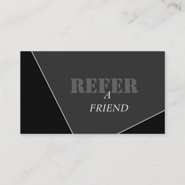 Tarjeta De Recomendación Monograma negro gris artístico moderno (Anverso)