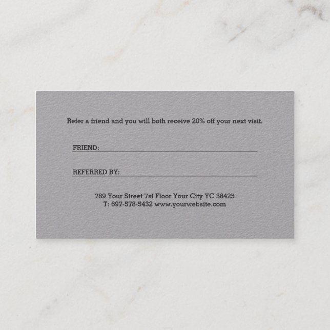 Tarjeta De Recomendación Monograma negro gris gris moderno personalizado (Reverso)