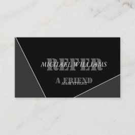 Tarjeta De Recomendación Monograma negro gris gris moderno personalizado