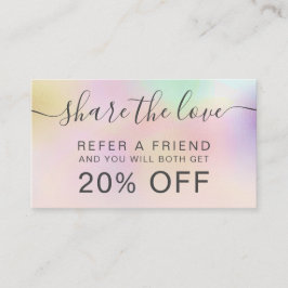 Tarjeta De Recomendación Nacre de perla moderna oscura holográfica oscura