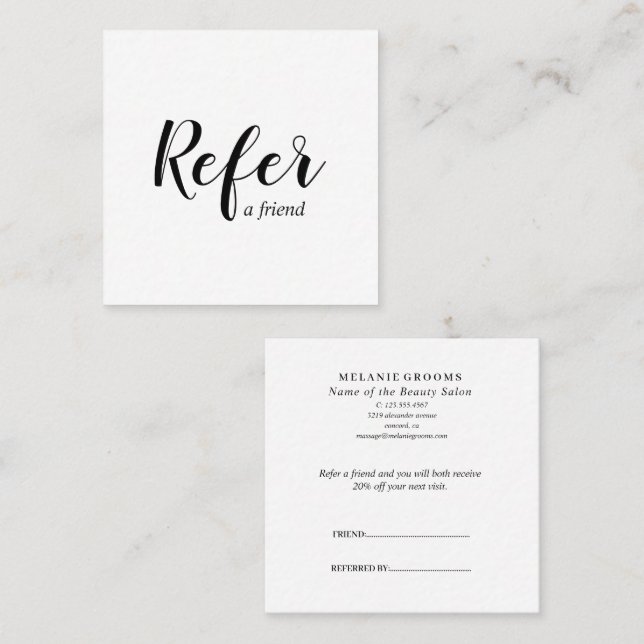 Tarjeta De Recomendación Negocio de Salón Promocional (Anverso / Reverso)