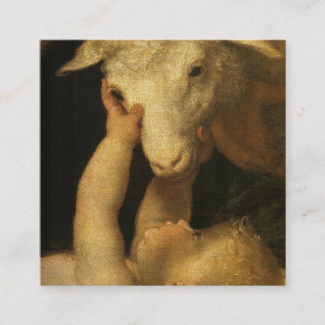 Tarjeta De Recomendación Niño Jesús toca cordero (Anverso)