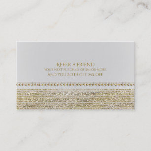 Tarjeta De Recomendación Oro Blanco y Brillante Glam Bling Recomienda a un 