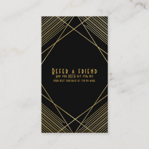 Tarjeta De Recomendación Oro Negro Elegante Moderno Glam Deco Recomienda a 