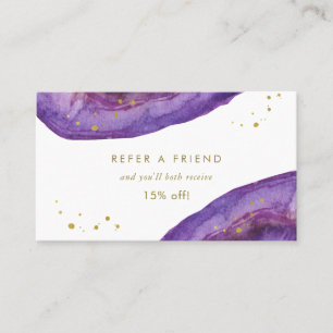 Tarjeta De Recomendación Oro púrpura y falso Geode de la acuarela