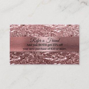 Tarjeta De Recomendación Oro Rosa Líquido Cromado Metálico Recomienda a un 