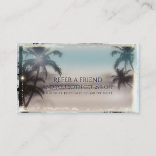 Tarjeta De Recomendación Palmeras Elegante Playa Tropical Recomienda a un A