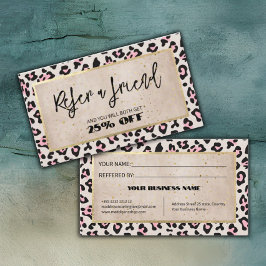 Tarjeta De Recomendación Patrón De Chita Y Vintage De Oro