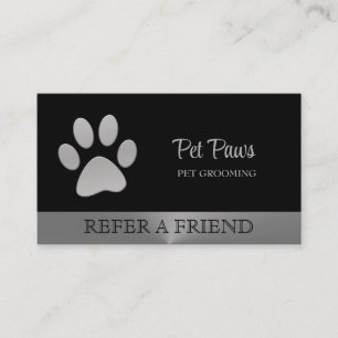 Tarjeta De Recomendación Paw de perro plateado sobre el servicio de crecimi