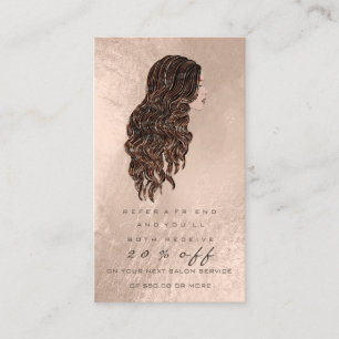 Tarjeta De Recomendación Peluquero del latigazo del maquillaje del cobre de