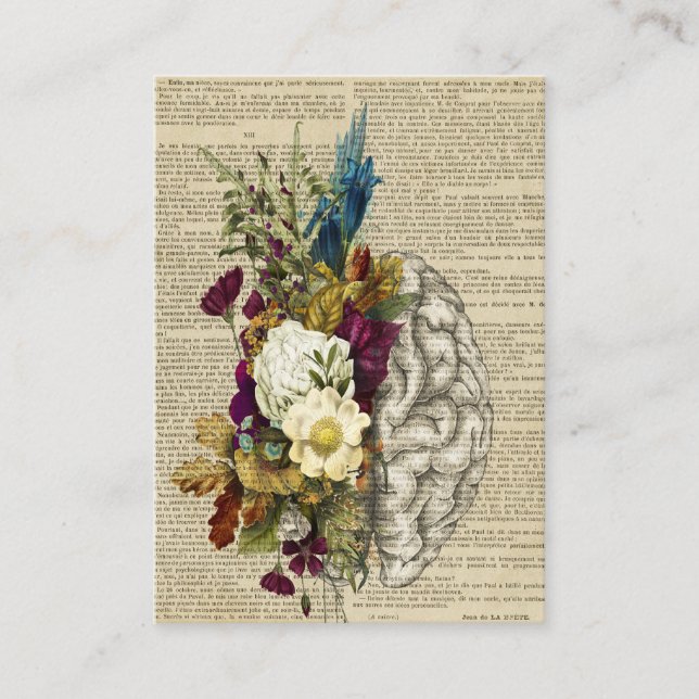 Tarjeta De Recomendación poster de anatomía cerebral floral médica (Anverso)