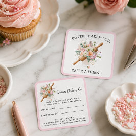 Tarjeta De Recomendación Practicante de Rodillo Floral Panadería Cocina Rec