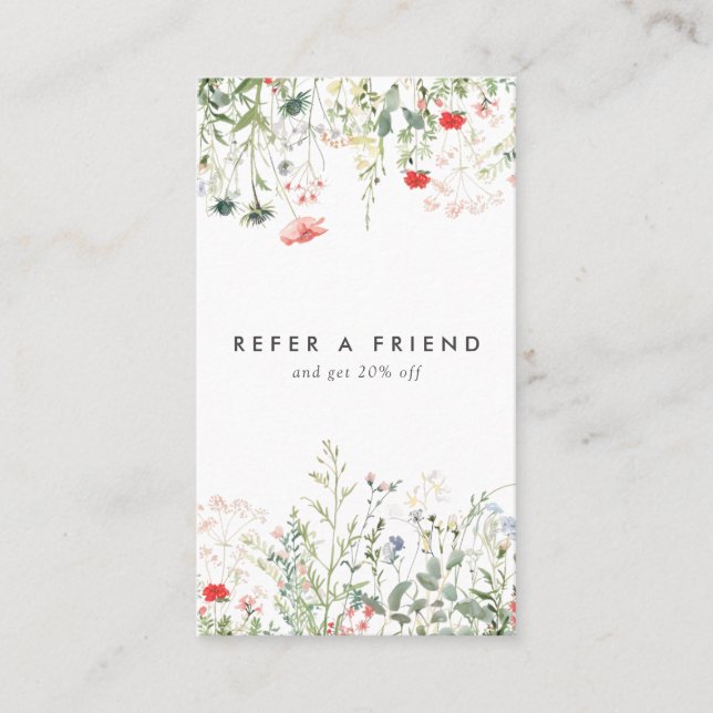 Tarjeta De Recomendación Prado de flores silvestres (Anverso)