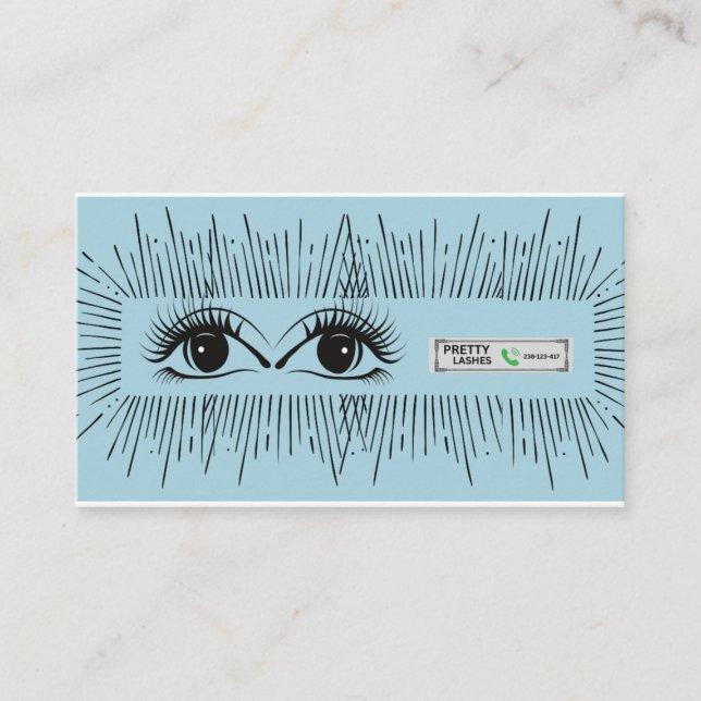 Tarjeta De Recomendación Pretty Lashes Modern Blue Minimalist Eye Illustrat (Anverso)