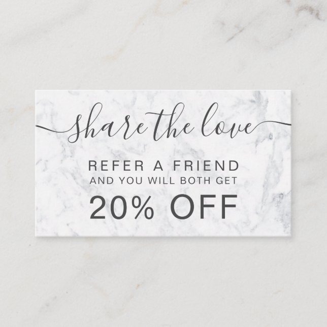 Tarjeta De Recomendación Profesional de mármol blanco moderno del (Anverso)