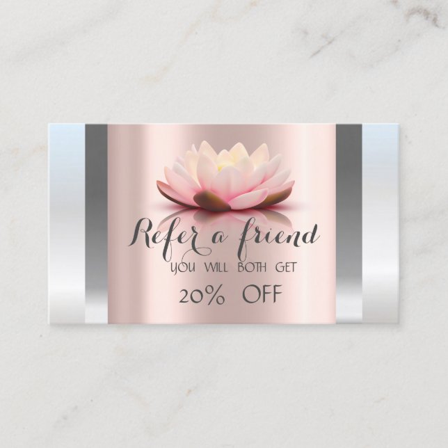 Tarjeta De Recomendación Profesional Lotus Rosa Oro Plata (Anverso)