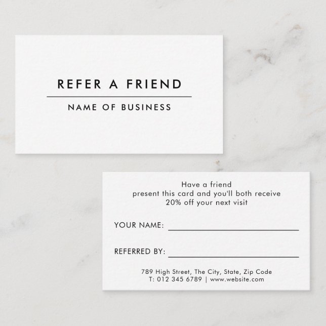 Tarjeta De Recomendación Profesional minimalista y moderno (Anverso / Reverso)