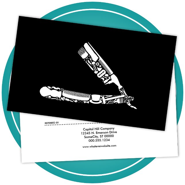 Tarjeta De Recomendación programa de referencia de iconos de afeitar de bar (Subido por el creador)