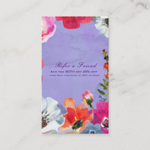 Tarjeta De Recomendación Púrpura Pintura Floral en Negrita Pop Chic Recomie