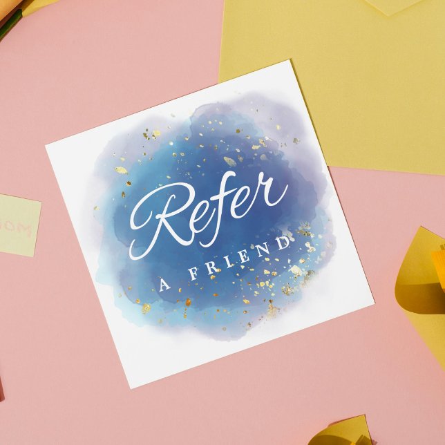 Tarjeta De Recomendación Purpurina de Glam moderno con escritura de firma h (Holographic Signature Script Modern Glam Glitter Referral Card
)