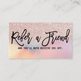 Tarjeta De Recomendación Purpurina de oro Rosa Holograma irlandés Ombre