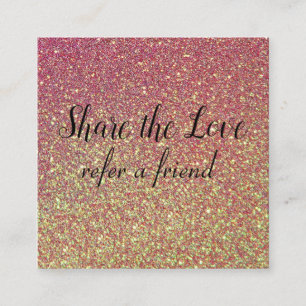 Tarjeta De Recomendación Purpurina Girly Pink comparte amor