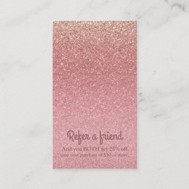 Tarjeta De Recomendación Purpurina rosa del cuento de hadas Glam Sparkle Mo (Anverso)