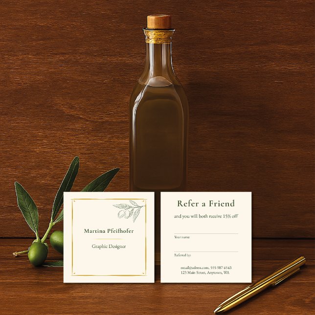 Tarjeta De Recomendación rama de olivo elegante (Subido por el creador)
