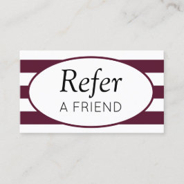 Tarjeta De Recomendación Rayas Clásicas Granate Recomienda a un Amigo