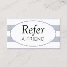Tarjeta De Recomendación Rayas Clásicas Gris Recomienda a un Amigo
