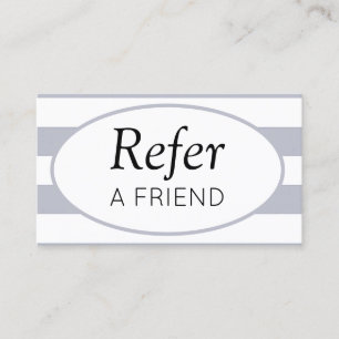 Tarjeta De Recomendación Rayas Clásicas Gris Recomienda a un Amigo