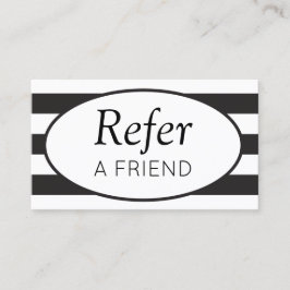 Tarjeta De Recomendación Rayas Clásicas Negro Recomienda a un Amigo