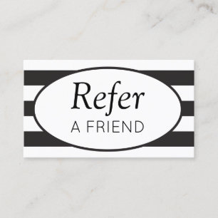 Tarjeta De Recomendación Rayas Clásicas Negro Recomienda a un Amigo