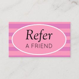 Tarjeta De Recomendación Rayas Clásicas Rosa y Púrpura Recomienda a un Amig