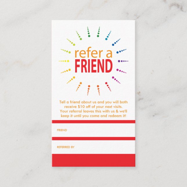 Tarjeta De Recomendación recomienda a un amigo rainbowBurst (Anverso)