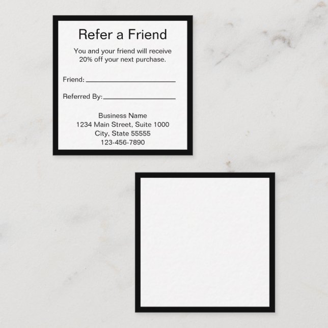 Tarjeta De Recomendación Refer a Friend Black & White Referral Card (Anverso / Reverso)