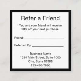 Tarjeta De Recomendación Refer a Friend Black & White Referral Card