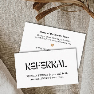 Tarjeta De Recomendación Referencia de belleza de corazón de oro blanco ele