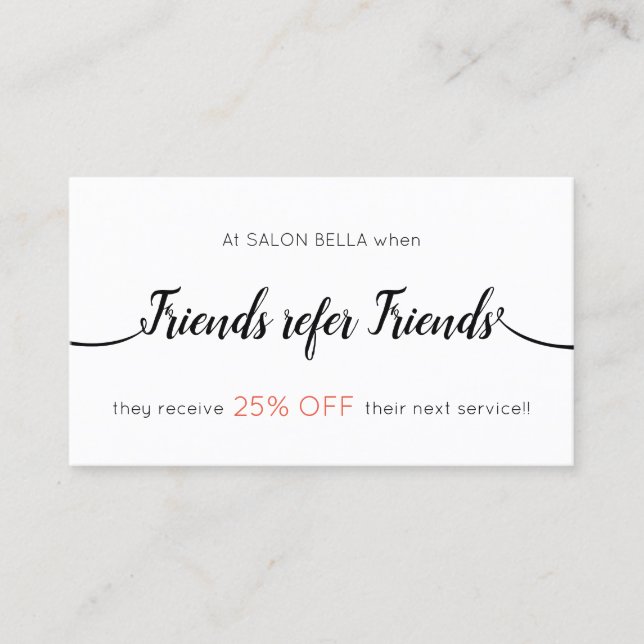 Tarjeta De Recomendación Referencia de cliente de caligrafía de script (Anverso)