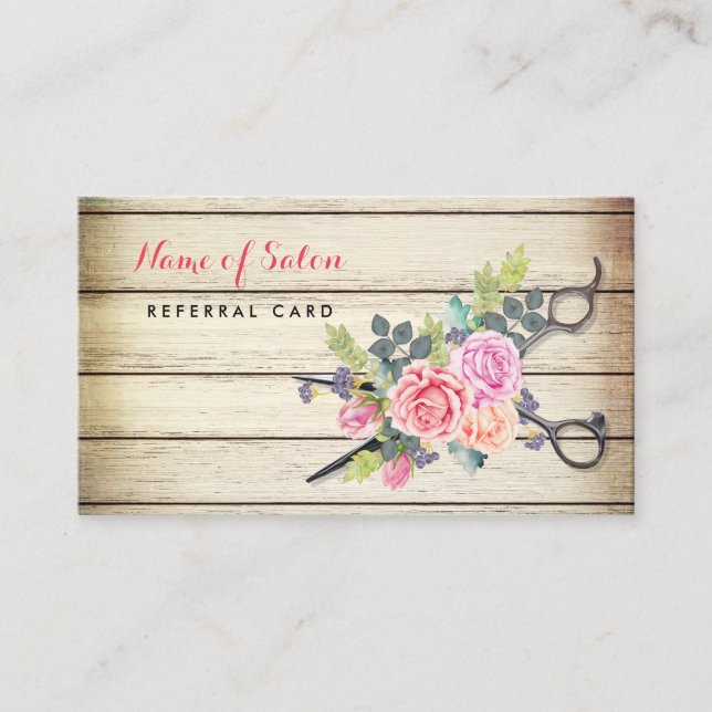 Tarjeta De Recomendación Referencia de Salón Rústico (Anverso)