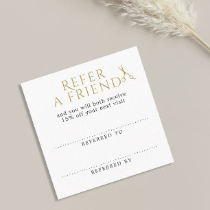 Tarjeta De Recomendación Referencias a las tijeras de oro limpias y elegant