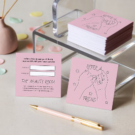 Tarjeta De Recomendación Refiérase a un amigo con las manos rosas lindas il