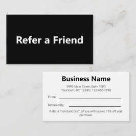 Tarjeta De Recomendación Refiérase a un amigo de negocios simples en blanco